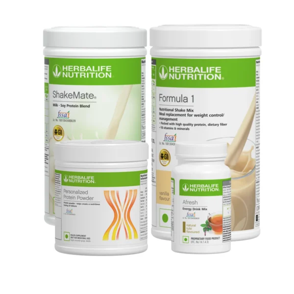 Herbalife Formula 1 Vanilla Nutritional Shake, Shakemate, 200g Protein Powder, and Afresh Wellness Pack